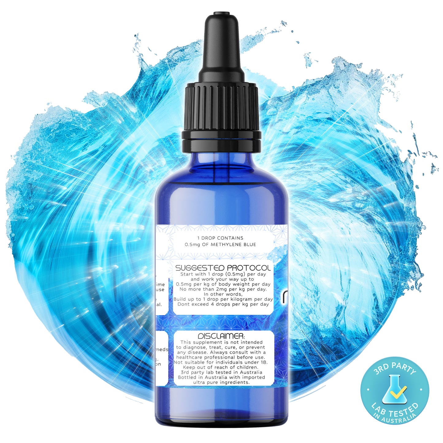 50ml Methylene Blue 1% Solution – Left side label view