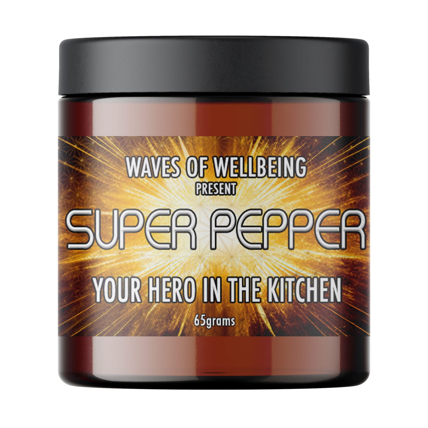 Front-facing product image of SUPER PEPPER mineral spice jar