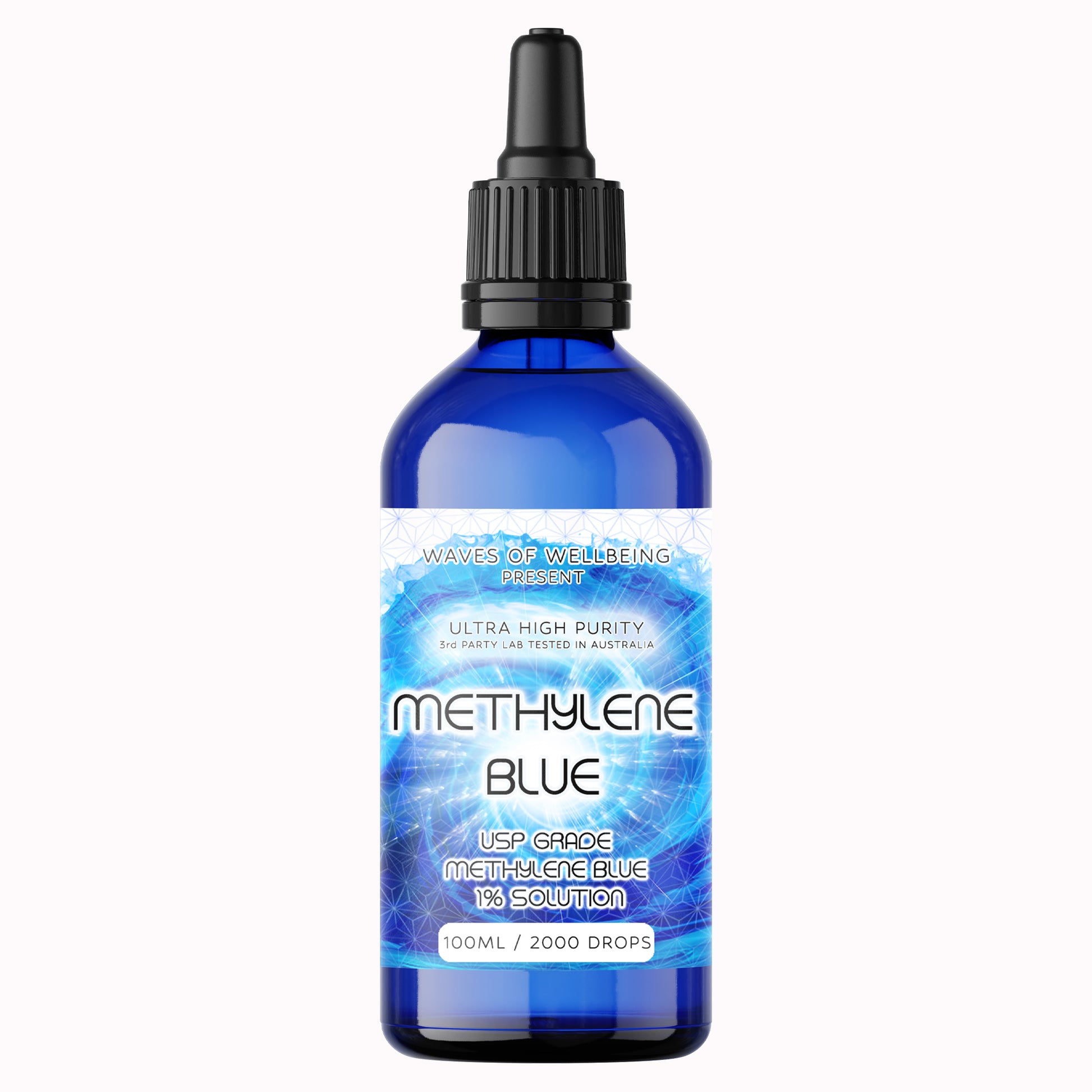 100ml bottle of USP grade methylene blue waves of wellbeing