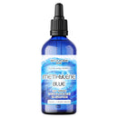 100ml Bottle of Methylene Blue solution with blue label on a white background waves of wellbeing
