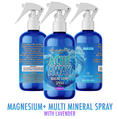 Ache Away Magnesium and Multi Mineral Spray Lavender – Triple Pack Bottles for Family Use
