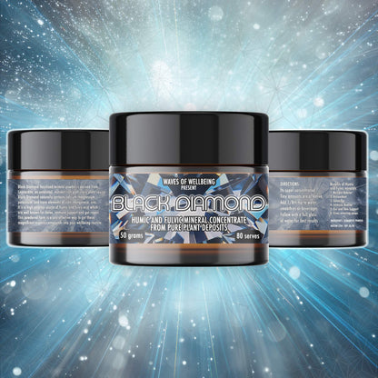 10 jars of Black Diamond humic and fulvic mineral concentrate – bulk value pack for long-term wellness or family use.

