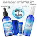Expanded starter kit with bottles labeled 'Methylen Blue' and 'Blue Rescue' on a white background.