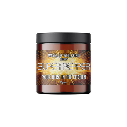 A jar of Super Pepper From Waves of Wellbeing
