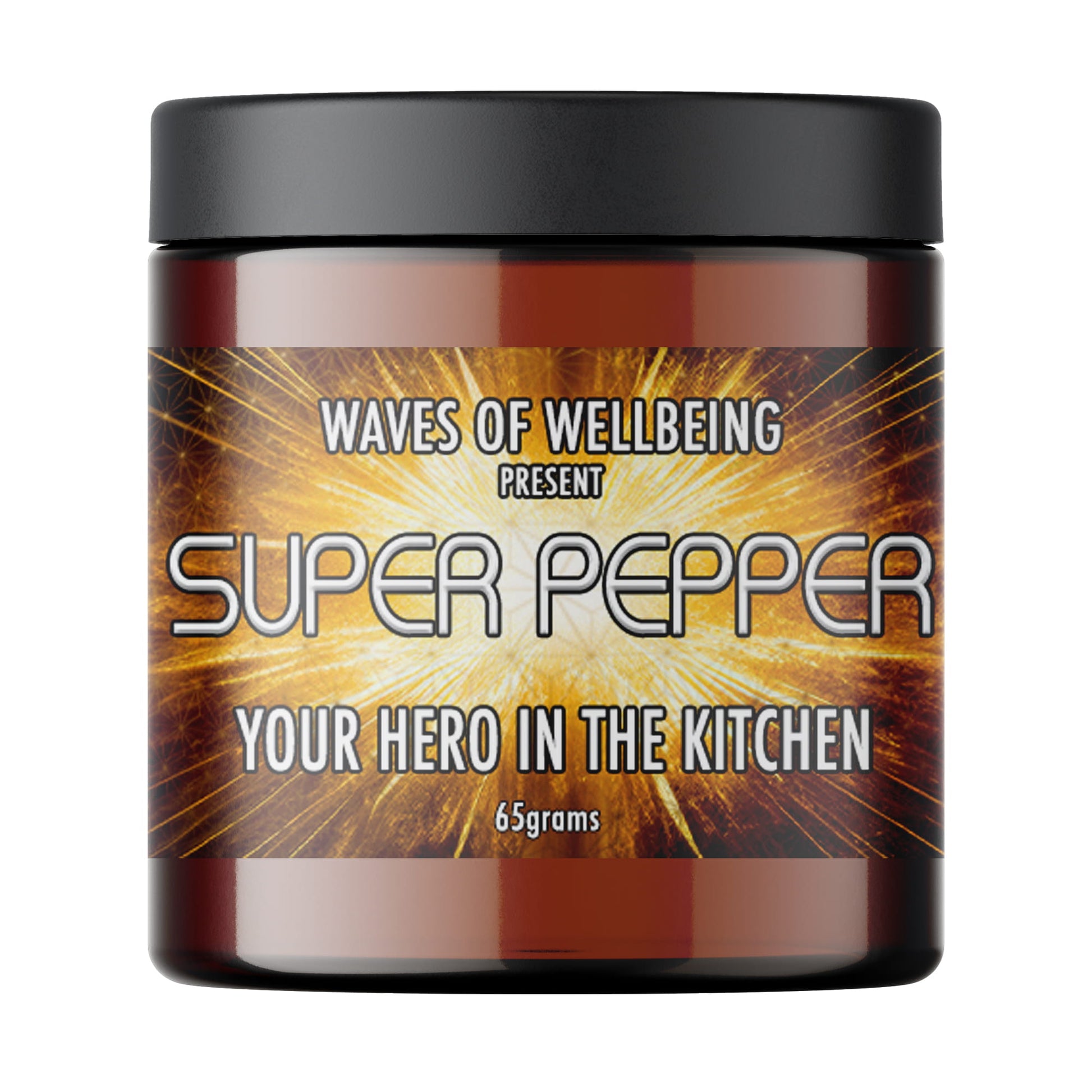 Front-facing product image of SUPER PEPPER mineral spice jar