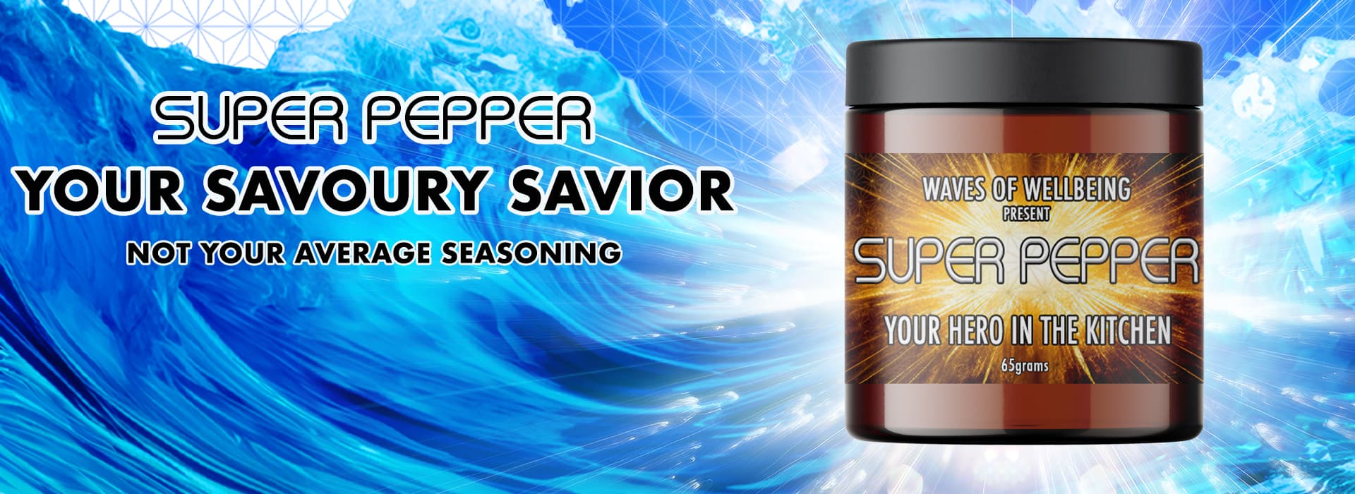 Super Pepper mineral seasoning with humic and fulvic acids – energizing herbal blend for vitality, gut health, and daily performance from Waves of Wellbeing