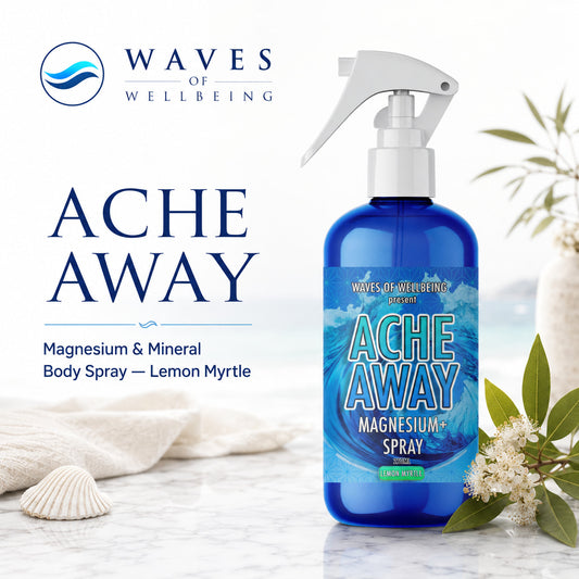 Waves of Wellbeing Ache Away Lemon Myrtle magnesium and mineral body spray, 250ml