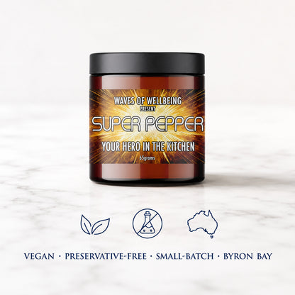 Waves of Wellbeing Super Pepper — vegan, preservative-free, small-batch, Byron Bay